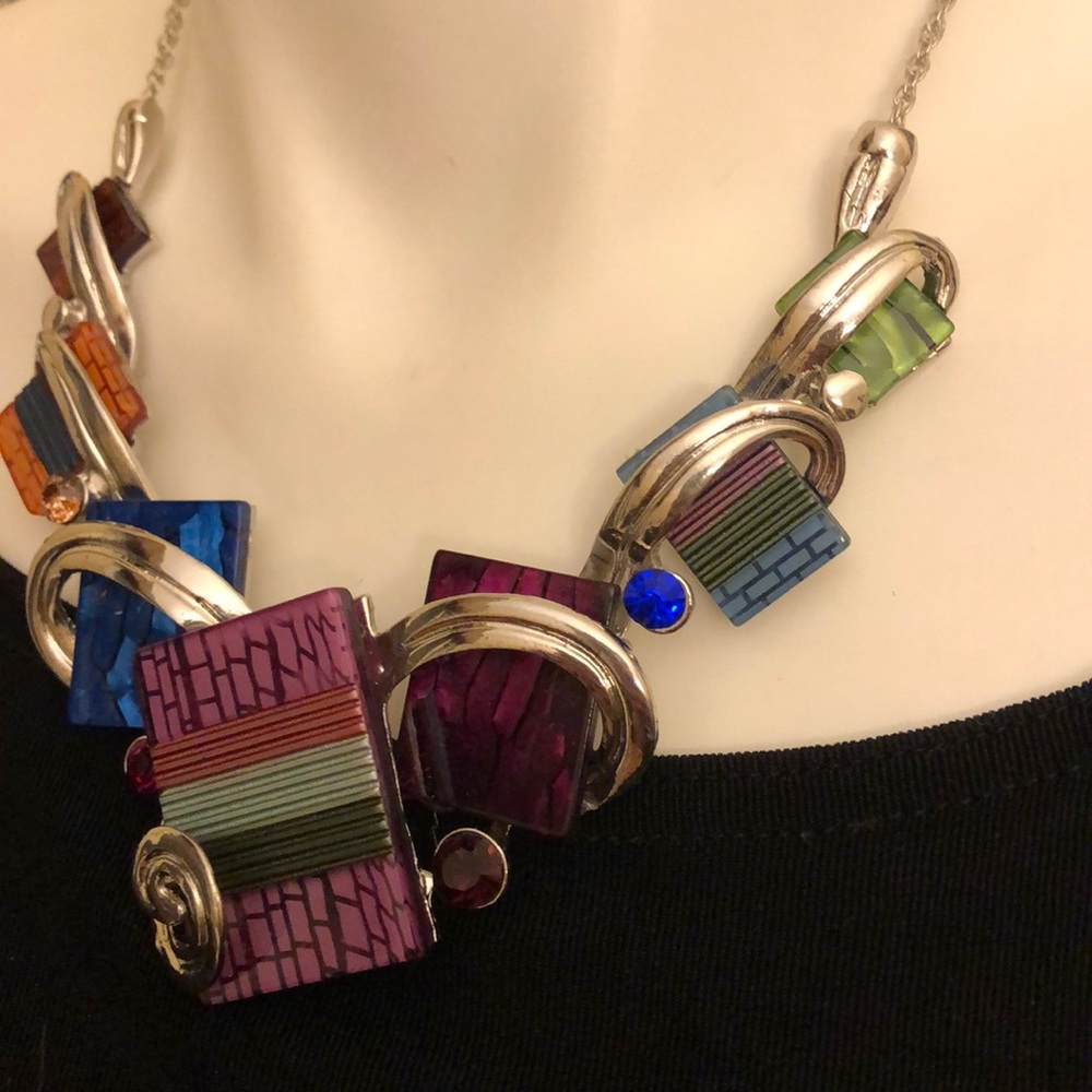 Gorgeous, Unique Silver-Tone Statement Necklace - image 2